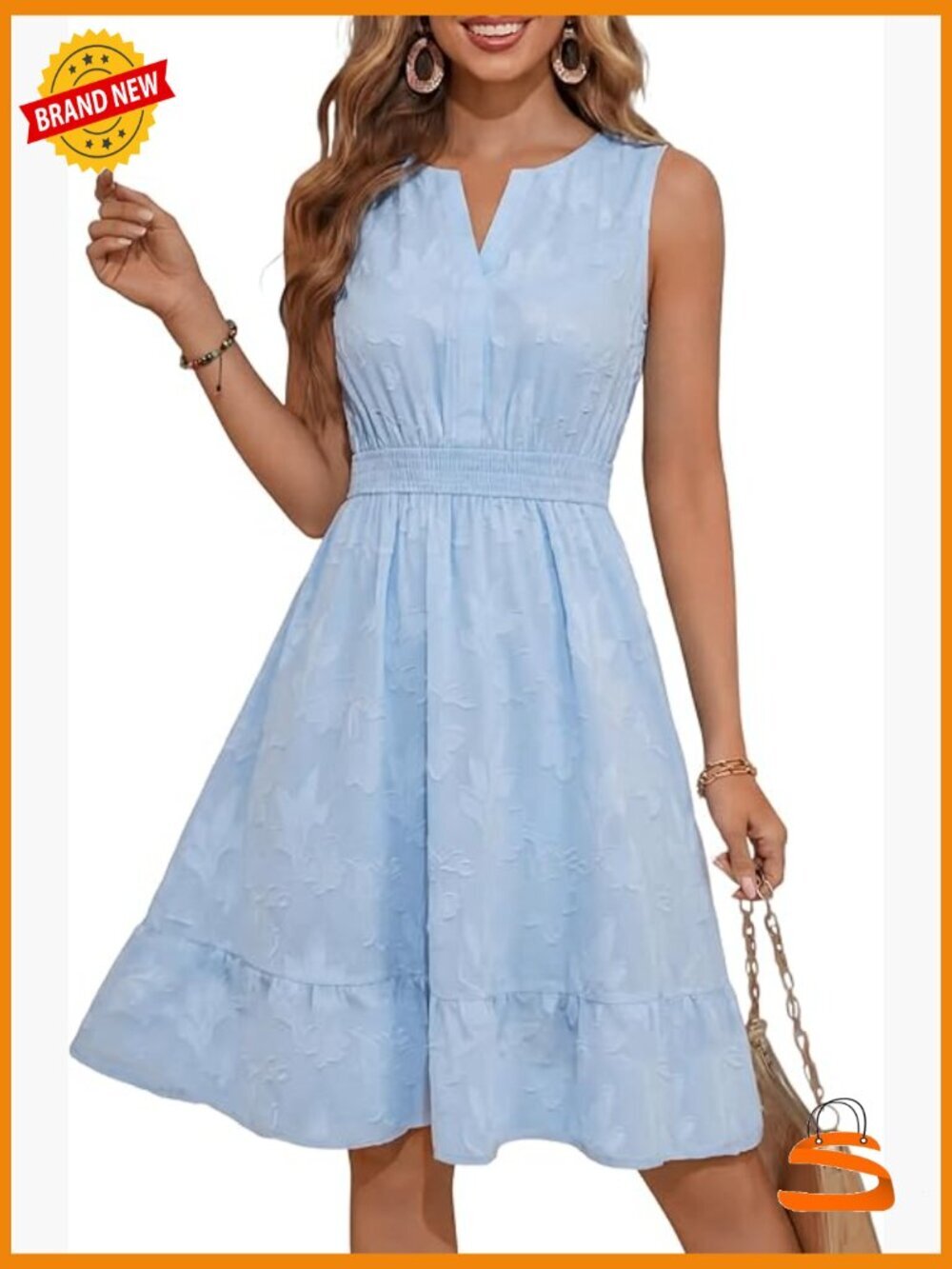Sleeveless V-Neck A-Line Knee Length Dress with Pockets